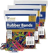 Upgrade Rubber Bands, Assorted Sizes & Bright Colors, Non-Latex, 1/4 lb Bags, 3-Pack, USA