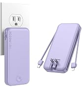 Nusyddy Portable Charger, 10000mAh PD20W Fast Charging Power Bank with Built-in Cables & Wall Plu...