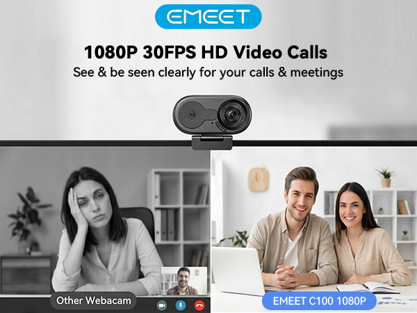 EMEET C100 1080P Webcam for PC