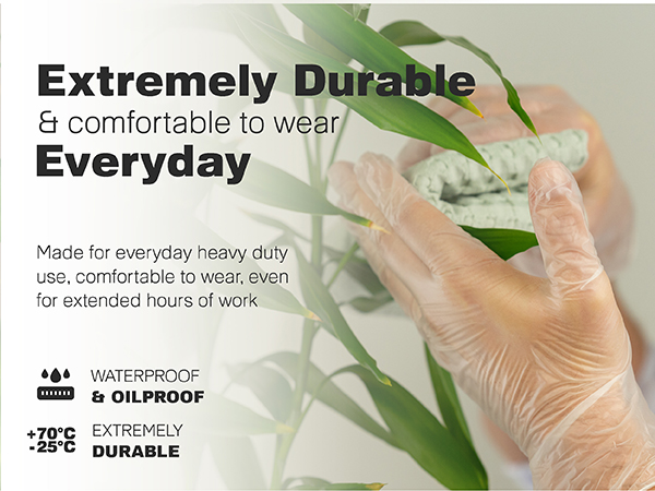 Extremely Durable household cleaning clear plastic gloves vinyl gloves non latex gloves