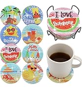 Eisdroma 8 Pcs Diamond Painting Coasters, Diamond Art Coasters Kits with Holder, DIY Diamond Dotz...