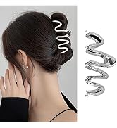 1Pcs Metal Sliver Hair Claw Clips for Thick Hair and Long Hair, Irregular Wave Design Hair Clips ...