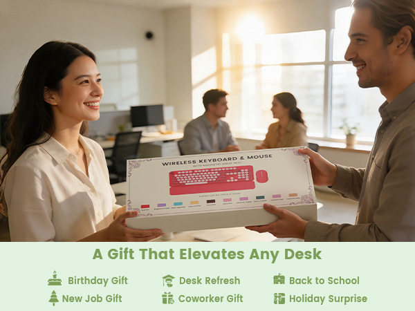 Sablute wireless keyboard and mouse combo presented as a thoughtful desk gift.