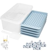 FOSOE 4 Pack Mini Ice Cube Trays with Bin & Scoop, Small Round Ice Cube Trays Easy Release, 104x4...