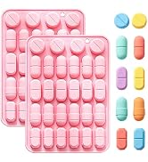 Silicone Pill Mold Trays for Making Pills, Set of 2, 28-Cavity Capsule Shaped Candy Molds for Cho...