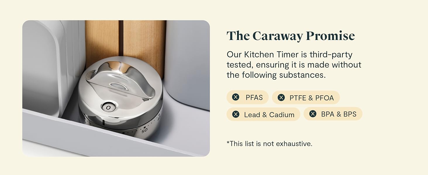 Our Kitchen Timers are third-party tested, ensuring they are made without forever chemicals