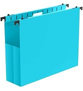 Shutex Extra Capacity Plastic Hanging File Folders,12 Pack Reinforced Expanding Hang Folder Lette...