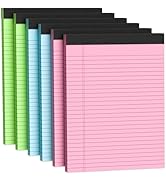 Colored Legal Pads 8.5 x 11 Note Pad, 6 Pack Lined Paper Wide Ruled Notebook Paper, Pink Legal Pa...