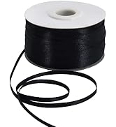 TONIFUL 1/8 Inch x 200 Yards Black Thin Solid Satin Ribbon Giant Spool Double Face Ribbons for Cr...