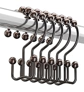 Titanker Shower Curtain Hooks Rings, Rust-Resistant Metal Double Glide Shower Hooks for Bathroom ...
