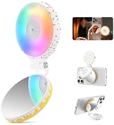 TELESIN Magnetic Selfie Light for iPhone Magsafe & Android, 360° Rotating Full Color RGB Phone Li...