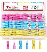 Twidec/230PCS Heat Shrink Spade Connectors Kit 22-10 AWG Female and Male Spade Terminlas Quick Di...
