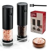 Electric Salt and Pepper Grinder Set - Battery Operated Spice Mills with Adjustable Coarseness, L...