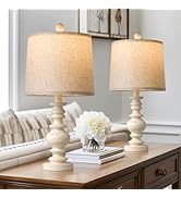 BOBOMOMO Tradition 20.5" Rustic Table Lamp Set of 2 for Living Room Farmhouse Bedside Desk Lamps ...