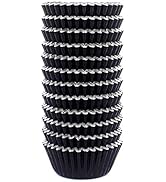 Eoonfirst Mini Foil Cupcake Liners Muffin Paper Baking Cups 300 Pcs (Black)
