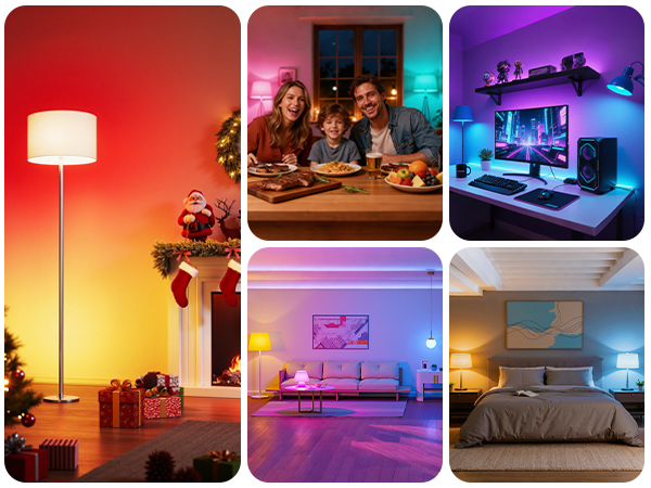 Auxmir smart bulb perfect for holiday, family dinner, gaming room, living room and bedroom ambiance