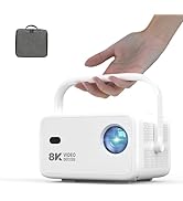 8K Video Decode & Android 14.0, Smart Projector with WiFi and Bluetooth, 650 ANSI 8K Support Nati...