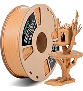 OVV3D 1.75mm Yellow Teak Wood PLA Filament - Matte & Frosted, 30% Real Wood Fiber, Ideal for 3D P...