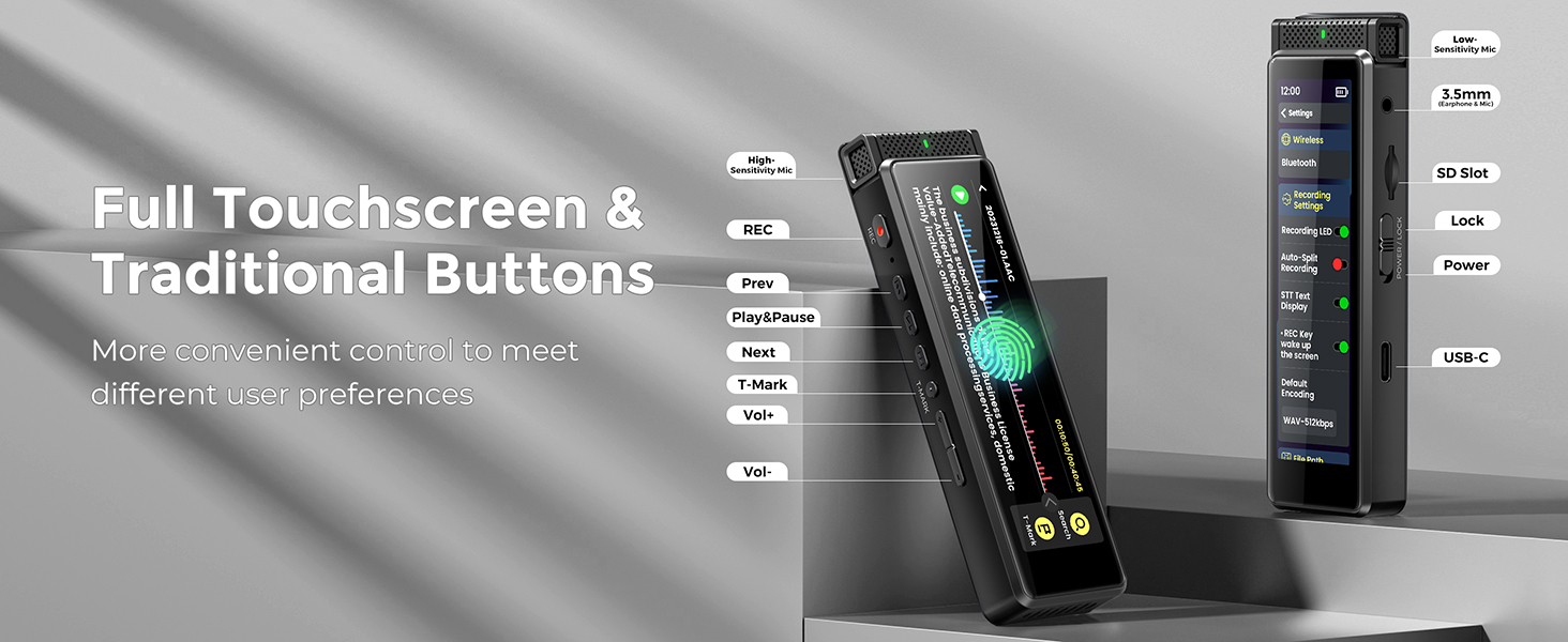 digital recorder with touchscreen