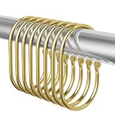 Bathway Shower Curtain Rings, Shower Curtain Hooks Gold Shower Rings Rust Proof, Anti-Drop Shower...