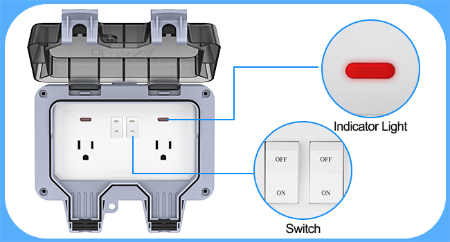 Waterproof Outdoor Outlet with Cover Weatherproof Double Socket Box for Home Improvement