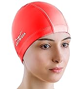 AqtivAqua Spandex Swim Cap with Protective Layer // Swimming Caps for Adult Men Women