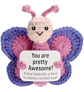 WEYON Positive Crochet Butterfly Gift for Women, Mini Handmade Emotional Support Plush for Friend...
