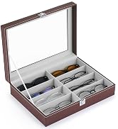 CO-Z Sunglasses Organizer with 8 Slots, Leather Eyeglasses Storage Box for Multiple Glasses, Lock...