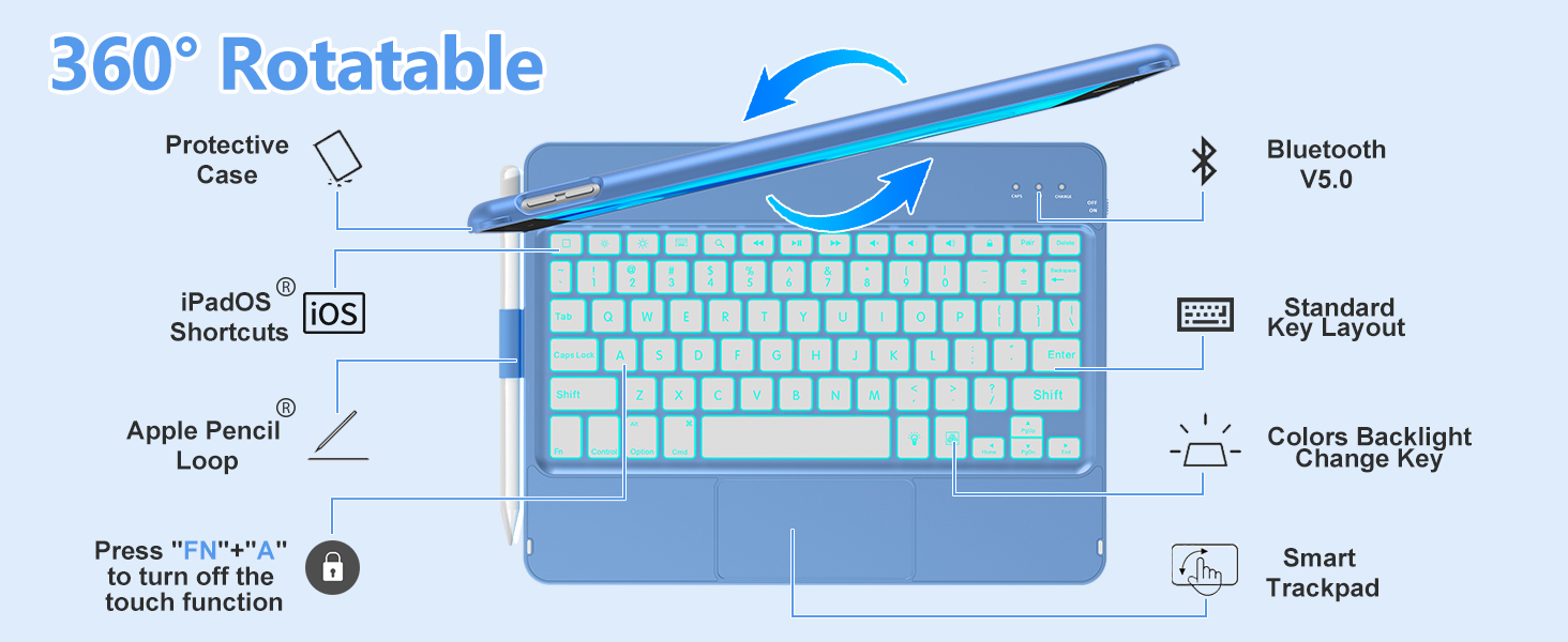 ipad keyboard 9th generation ipad case with keyboard 9th generation keyboard for ipad 9th generation