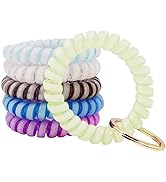 BIHRTC Pack of 6 Wrist Band Key Holders Wrist Keychain Flexible Spiral Stretchable Plastic Coil W...