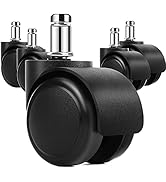 MaxGear 2" Office Chair Wheels Heavy Duty Replacement, Mute Rubber Rotating Desk Chair Caster Whe...