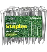 TJBTORJT 200 Pcs Galvanized Landscape Staples 6inch Garden Stakes and U-Shaped Ground Stakes for ...