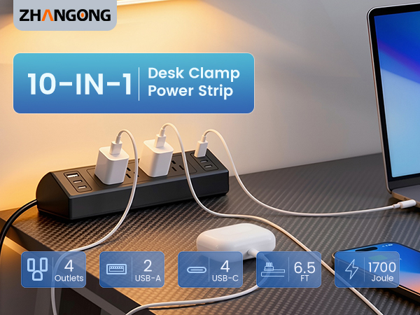 desk clamp power strip