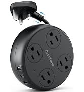 UK Travel Plug Adapter - Retractable Power Strip with 4 AC Outlets & 3 USB Ports (USB-C), Type G ...