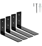 HEART ART 4 Pack Shelf Brackets 6 inch,L Brackets for Shelves,Black Heavy Duty Metal Shelf Bracke...