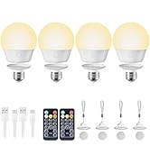 Rechargeable Light Bulb with Remote and Timer for Sconce and Lamp, Battery Backup Night Light, E2...