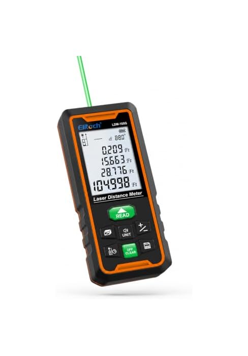 Elitech Green Laser Measuring Tool, Self-Calibration, Dual Power, 344ft | 4 Pythagorean Modes, An...