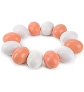 YunKo Wooden Fake Nest Eggs Brown White Easter Eggs for Craft Home Decor Get hens to Lay Eggs 12