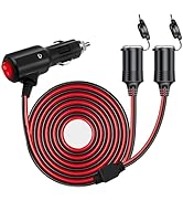 DC 12V/24V 1 to 2 Car Cigarette Lighter Splitter Power Charger Adapter, 6.6FT 2-Way Cigarette Lig...