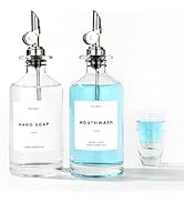 Molimoli 350ml/11.8 Oz Mouthwash Dispenser For Bathroom With Reusable Cups, Glass Mouthwash Dispe...