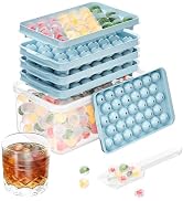 Optish 3 Pack Ice Trays for Freezer, 99 PCS Ice Cube Tray with Lid and Bin, Round Ice Cube Mold, ...