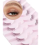Onlyall Fake Eyelashes Natural Wispy Lashes Half Lashes Natural Look Fluffy Eye Lashes Pack Half ...