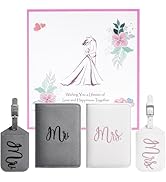 Mr and Mrs Luggage Tags & Passport Holders Set, Bridal Shower Gifts for Bride - Honeymoon Travel ...