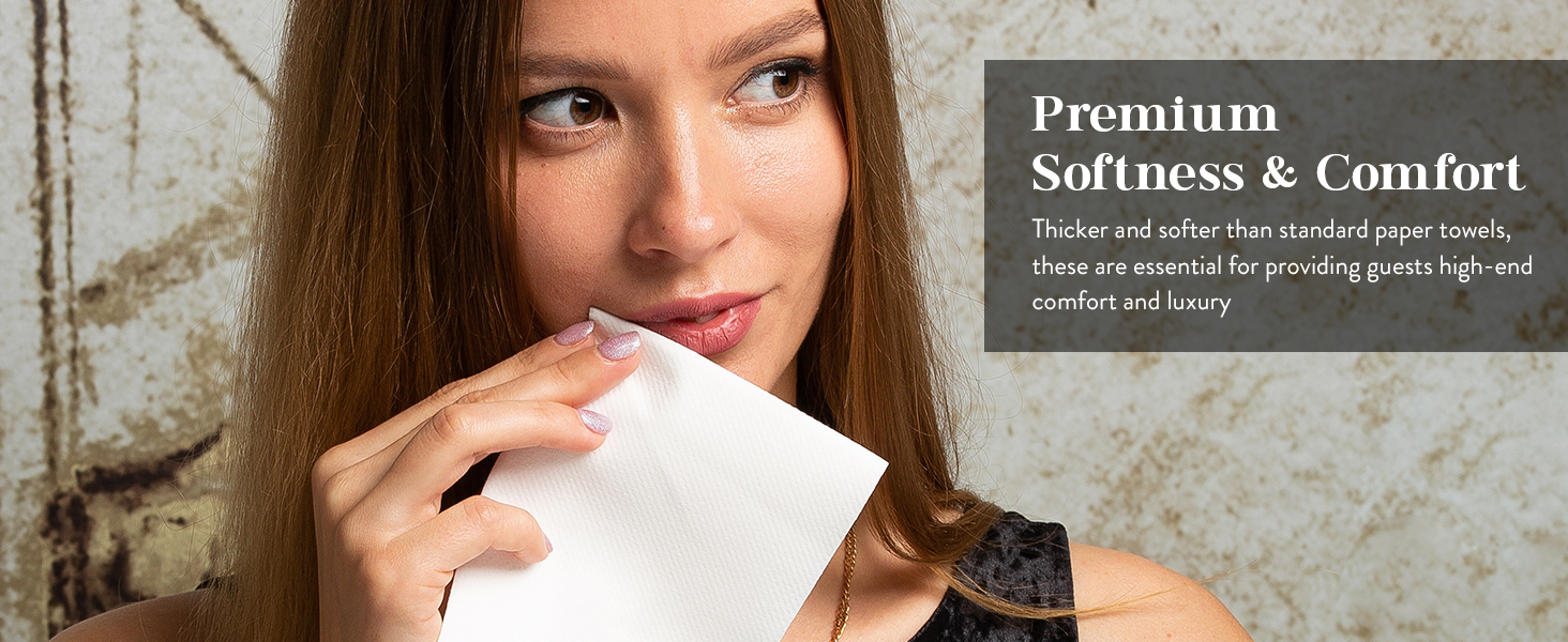 Disposable Paper Hand Towels for Bathroom White Guest Napkins Ideal for Wedding Reception or Party