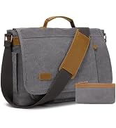Messenger Bag for Men 15.7-17.3 Inch: 2PCS Laptop Bag Work Bag Leather Canvas Briefcase