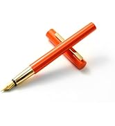 Kaco BRIO Fountain Pen with Extra Fine Nib, Distinctive Brass Barrel, Black Ink Pen with 2 Ink Ca...