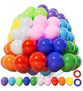 KAWKALSH 200pcs Balloons 5 Inch Assorted Colors, Small Mini Rainbow Latex Balloons for Party Birt...