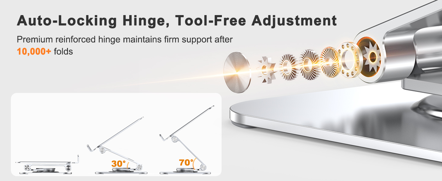 Auto-Locking Hinge, Tool-Free Adjustment