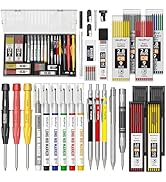 Nicpro 36PCS CP3000 Mechanical Carpenter Pencil Set with Sharpener & Sheath, Lead Refills, Long N...
