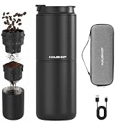 HAUSHOF 8V Black Cordless Portable Grind & Brew Coffee Maker with Large Capacity